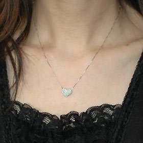 K18WG・ダイヤモンド0.3ct ハートパヴェペンダント(ネックレス)