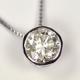 K10WG・ダイヤモンド0.2ct（SIクラス・鑑別書カード付） フセコミペンダント（ネックレス） ダイヤモンド ネックレス ホワイトゴールド