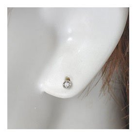 K10WG・ダイヤモンド0.02ct 一粒ダイヤサークルピアス