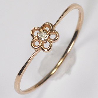K18PG・ダイヤモンド0.02ct フラワーリング – キュートジュエリー