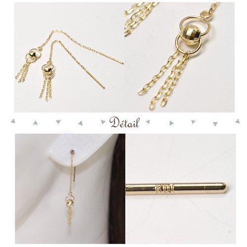 K10YG・地金 サークル&ミラーボールアメリカンピアス