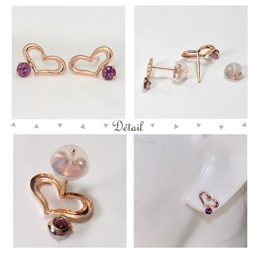 K10PG・ロードライトガーネット オープンハートピアス