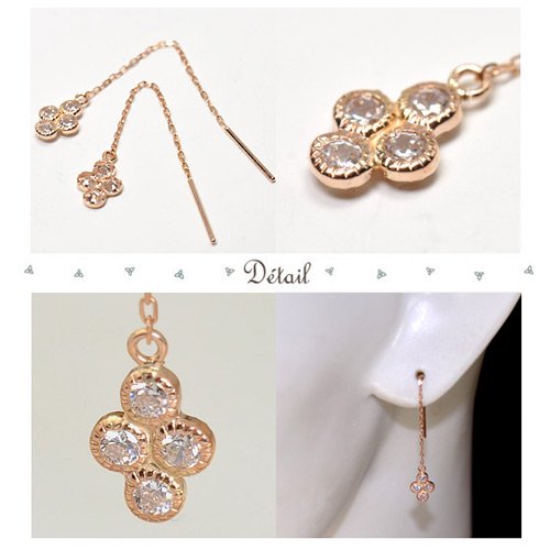 K10PG・キュービックジルコニア CZクロスアメリカンピアス