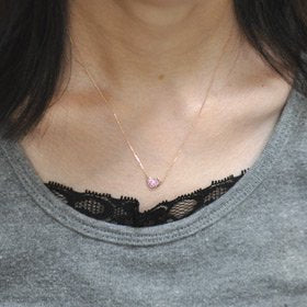 K18PG・ピンクサファイヤ ハートダイヤモンドペンダント(ネックレス)