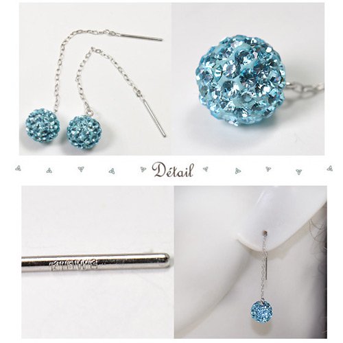 K10WG・ブルークリスタル ボールパヴェアメリカンピアス