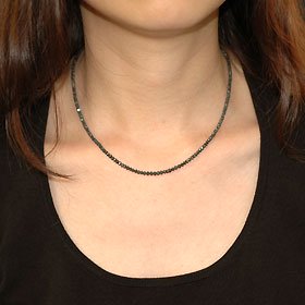 K18WG・ブラックダイヤモンド20ct(ミドルグレード) ネックレス