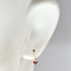 K10YG・CZ マルチカラーハートピアス