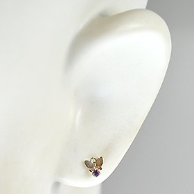 K10YG・アメジスト バタフライプチピアス