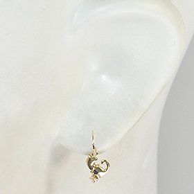 K10YG・CZ 首輪の猫ちゃんフックピアス