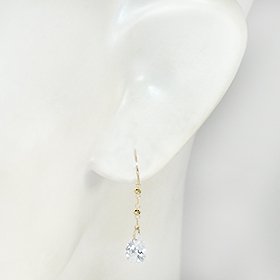 K10YG・CZ ドロップチェーンフックピアス