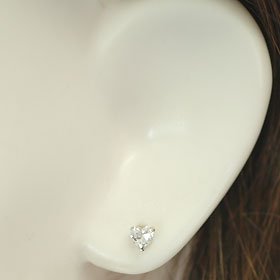 プラチナ・マシンカットCZ(4mm) ハートシェイプピアス