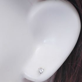 プラチナ・マシンカットCZ(3mm) ハートシェイプピアス