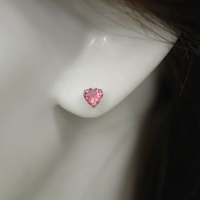K14WG・ピンクトルマリン ハートカットピアス