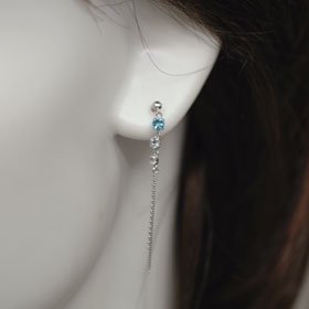 K14WG・BT&AQ&BM スリーストーンピアス