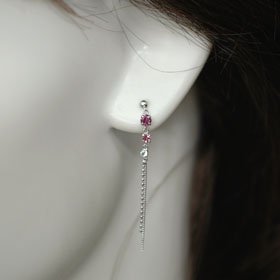 K14WG・RD&PI&BM スリーストーンピアス