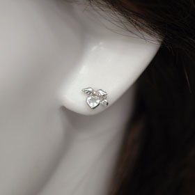 K14WG・アクアマリン&CZ エンジェルハートピアス