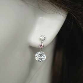 K14WG・CZ&ピントル ラージCZピアス