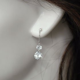 K14WG・キュービックジルコニア ハンギングCZピアス