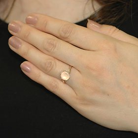 K18PG・ローズクオーツ エレガンスリング