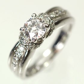 JJ295★高級 ダイヤモンド0.5ct プラチナ リング Jeweluce（ジュエルーチェ） ☆ダイヤモンド 0.50ct ミル打ち フル