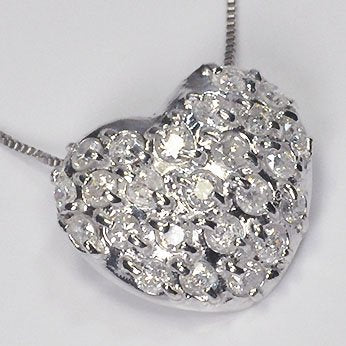 K18WG・ダイヤモンド0.5ct ハートパヴェペンダント ダイヤモンド ...