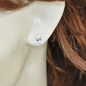 K10WG・地金 リボンうさぎピアス