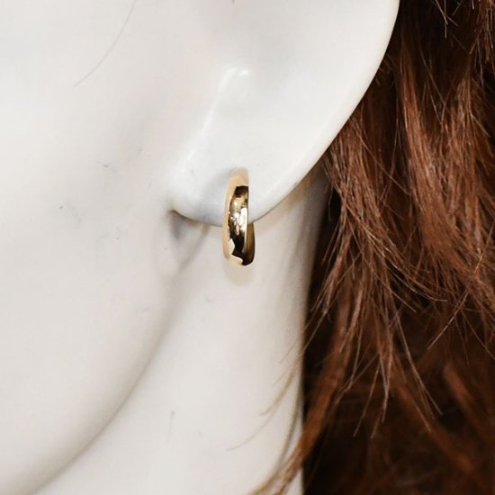 K10(イエローゴールド)・地金 月甲フープピアス 4mm×13mm