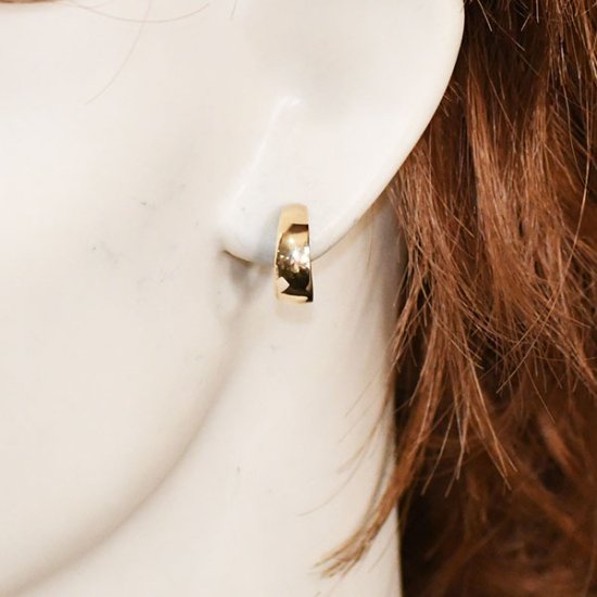K10(イエローゴールド)・地金 月甲フープピアス 5mm×13mm