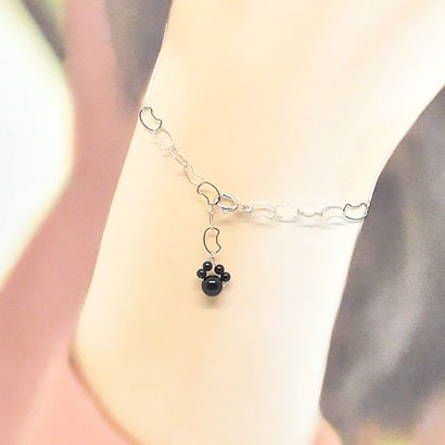 K10 オニキス 肉球チャームブレスレット