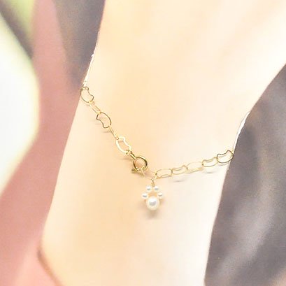 K10 淡水パール 肉球チャームブレスレット