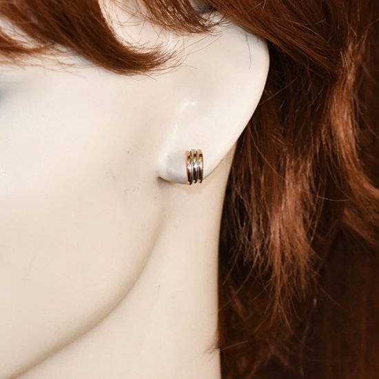 Pt900 K10 K10PG 3連フープピアス トリニティ クロッシングピアス