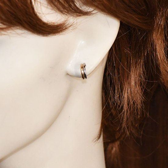 Pt900 K10 2連フープピアス バイニティ クロッシングピアス