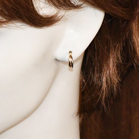 K10 K10PG 2連フープピアス クロスライン クロッシングピアス