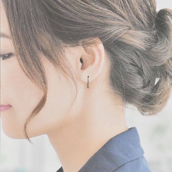 K10WG・ダイヤモンド0.1ct フックピアス ジプシーピアス