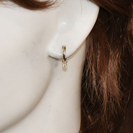 K10・ダイヤモンド0.2ct スタッドフープピアス