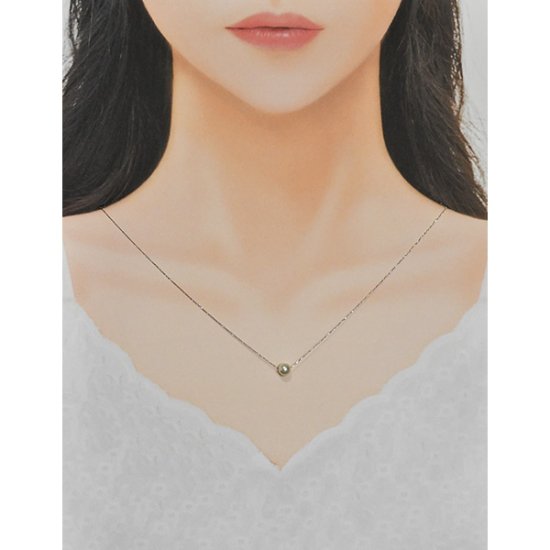 K10WG アコヤ真珠 一粒ネックレス 本真珠スルーネックレス