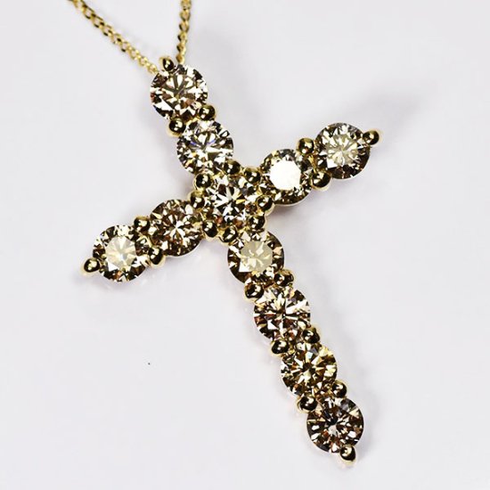 K18WG ダイヤモンド2.0カラットクロスペンダント K18・ダイヤモンド2.0ct（鑑別書付） クロスネックレス