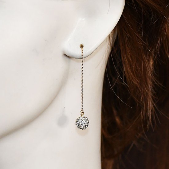 K10・高品質クリスタル ボールアメリカンピアス