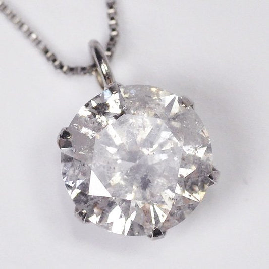 Platinum diamond 1.042ct (E color, I2, GOOD, certificate included) Stud pendant (necklace)