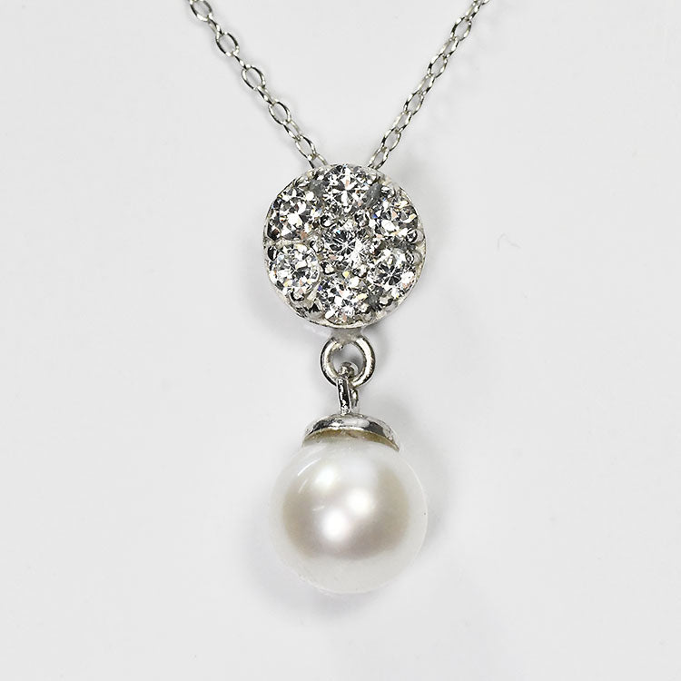 【花珠真珠】6mm珠 ネックレス ダイヤモンド0.2ct アコヤ本真珠 ミステリーフラワー 天然ダイヤモンド