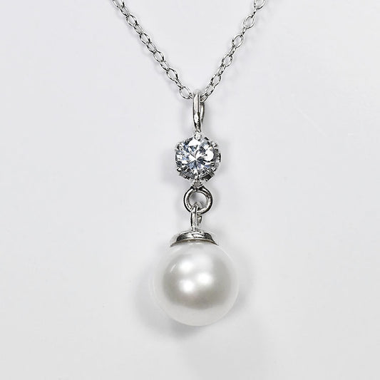 【花珠真珠】6mm珠 ネックレス ダイヤモンド0.1ct アコヤ本真珠 一粒ダイヤモンド 天然ダイヤモンド