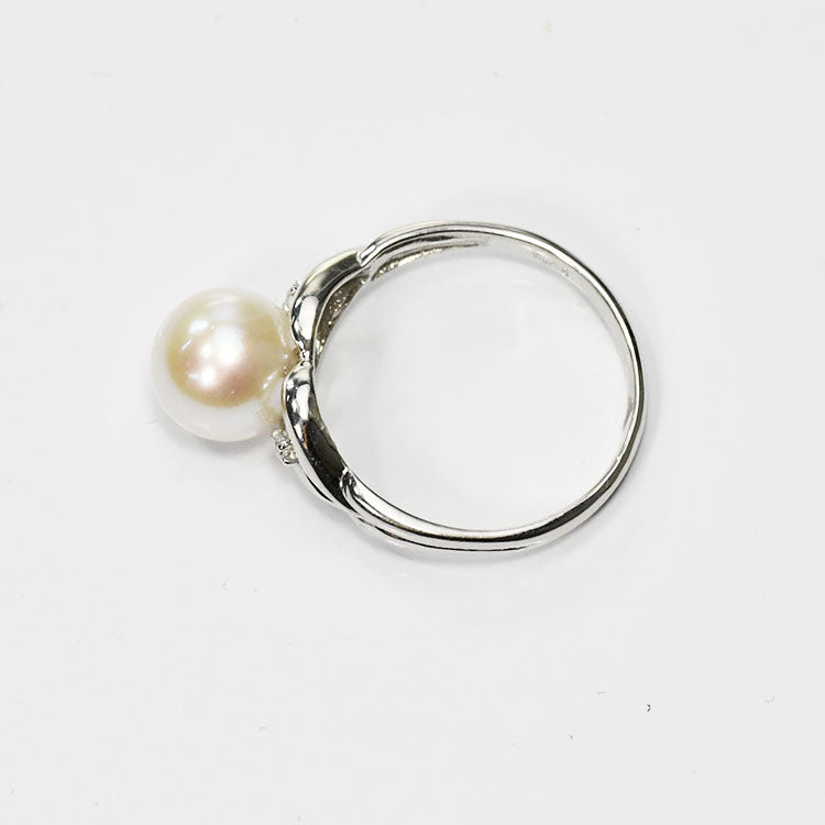 【花珠真珠】8.0mmアップ リング 指輪 ダイヤモンド0.02ct アコヤ本真珠