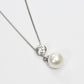 【花珠真珠】7mm珠 ネックレス ダイヤモンド0.3ct アコヤ本真珠 ベゼル フセコミ 天然ダイヤモンド