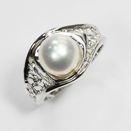 【花珠真珠】8.0mmアップ リング 指輪 アコヤ本真珠