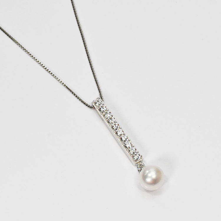【花珠真珠】7mm珠 ネックレス ダイヤモンド0.5ct アコヤ本真珠 スウィートテン 天然ダイヤモンド