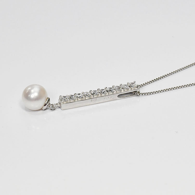 【花珠真珠】7mm珠 ネックレス ダイヤモンド0.5ct アコヤ本真珠 スウィートテン 天然ダイヤモンド
