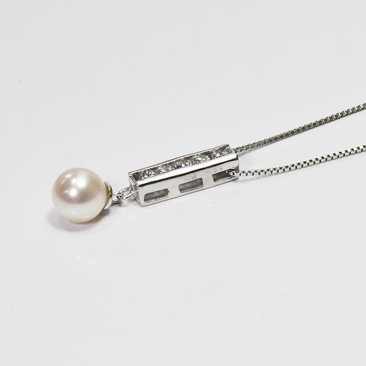 【花珠真珠】6mm珠 ネックレス ダイヤモンド0.25ct アコヤ本真珠 5ストーン 天然ダイヤモンド