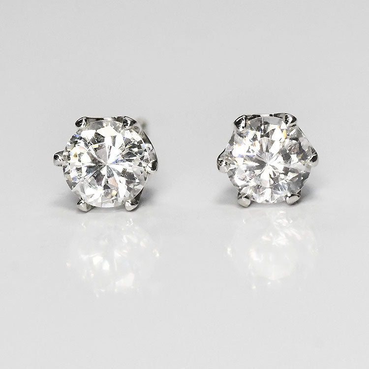 【侍ダイヤモンド】天然ダイヤモンド0.5ct 一粒ピアス H&C G～Iカラー VS～SIクラス プラチナカラー ダイヤモンドピアス 「ソリティア5」