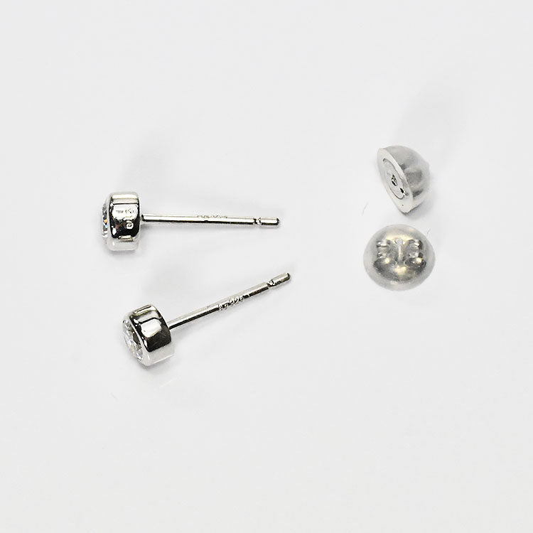 【侍ダイヤモンド】天然ダイヤモンド0.2ct 一粒ピアス H&C G～Iカラー VS～SIクラス プラチナカラー ダイヤモンドピアス 「ベゼル2」