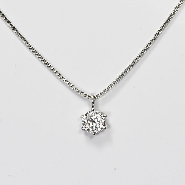 【侍ダイヤモンド】天然ダイヤモンド0.3ct 一粒ネックレス H&C G～Iカラー VS～SIクラス プラチナカラー ダイヤモンドネックレス 「ソリティア3」